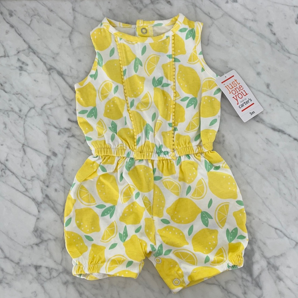 CARTERS lemon romper 0-3m just one you for target